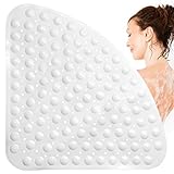 Inntek rutschfeste Massagematte für Dusche oder Badewanne, antibakteriell, dreieckig, mit Ablaufloch, 54 x 54 cm.