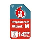 Prepaid CallYa M eSIM | Dauerhaft 10 GB Datenvolumen | 15 Euro Startguthaben | monatlich kündbar | 5G-Netz | Telefon- & SMS-Flat