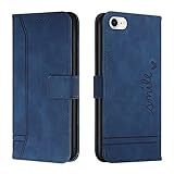 Trugox Handyhülle für Apple iPhone SE 2022 5G/iPhone SE 2020/iPhone 8/iPhone 7 Hülle Klappbar Klapphülle mit Kartenfach Handytasche Schutzhülle Tasche Leder Wallet Flip Case Book Cover - Blau