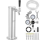 VEVOR Kegerator-Turm-Kit, Einzelzapfhahn-Bierumrüstsatz, Edelstahl-Fass-Bierturm-Zapfanlage mit Doppelmessgerät W21.8-Regler und A-System-Fasskupplung, Biertropfschale für Partys zu H