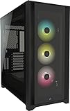 Corsair iCUE 5000X RGB Mid-Tower-ATX-PC-Smart-Gehäuse mit Gehärtetem Glas (Vier Paneele aus Gehärtetem Glas, RapidRoute-Kabelführungssystem, Drei Inbegriffene 120-mm-RGB-Lüfter) Schwarz