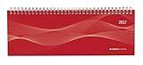 Tisch-Querkalender Profi rot 2023 - Büro-Planer 29,7x10,5 cm - Tisch-Kalender - 1 Woche 2 Seiten - Ringbindung - Alpha Edition
