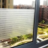 Lifetree Fensterfolie Streifen Blickdicht Sichtschutzfolie: Selbstklebend Fenster mit Statischer Haftung ohne Klebstoff Milchglasfolie Folie Anti-UV Für Zuhause Büro Statisch Folie 44.5x200