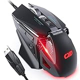 QYD Gaming Maus RGB LED PC Maus Kabel, 7200 DPI Einstellbarer Anpassbare Gewichte Gaming Mäuse Gewichtstuning, 7 Programmierbare Tasten Laptop Computer Ergonomische USB Gaming Mouse mit 1,67m Kabel