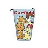 Garfield Teleskop-Federmäppchen, aufstellbar, Stifttasche, Reißverschluss, tragbare Box, Kosmetiktasche, Make-up-Tasche für Frauen