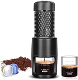 STARESSO Espressomaschine Manuell Tragbare Kaffeemaschine Kompatibel mit Kaffee und Kapsel Ideal für Campaing Hiking Büros oder Zuhause
