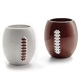 40YARDS American Football Tasse/Kaffeebecher (330 ml) im 2er Set aus Keramik mit erhabener Football Naht für Cappuccino, Flat White, Americano, Tee &
