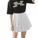 Loalirando Schulmädchen-Stil Damen Mädchen Faltenrock Kurze Hohe Taille gefaltete Skater Tennis Schule Rock (Weiß, L)