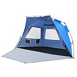 COSTWAY 3-4 Personen Campingzelt UPF50+ Strandzelt mit Fenster, Kuppelzelt Winddicht, Camping Tent für Wandern, im Freien, Wurfzelt 252x172x132cm
