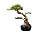 Künstlicher Baum Simulation Willkommen Kiefer Bonsai Zen Gefälschte Pflanze Topf Tee Zimmer Wohnzimmer Grün Pflanze Dekoration Ornamente 24,0 Zoll Künstlicher Bonsai-Baum eignet sich sehr gut für H