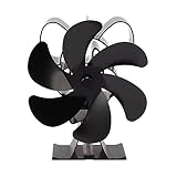Marhynchus Wärmebetriebener Ofenventilator mit 6 Flügeln, Kaminventilator aus Aluminiumlegierung für Holzöfen, Gasherde, Pelletö