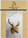 Papercraft World DEEWGO PAPERCRAFT WALLRT Deer Head 3D-Papierbastelwalt, Hirschkopf, Gold Limited Edition