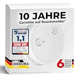 Rauchmelder 6er Set mit 10 Jahre Garantie BSI Zertifiziert nach DIN EN14604 inkl. 9V Batterie Rauchwarnmelder Brandmelder F