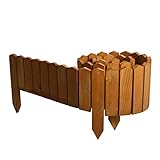 BOGATECO Rollborder Holzlatten | 10cm Hoch & 200cm lang | Holz-Zaun | Staketenzaun Perfekt als Beet-Umrandung oder Weg-Abgrenzung | Helllbraun