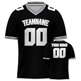 American Football Trikot Personalisierte Football Trikot Uniformen Personalisierte Teamname Nummer Shirts Hip Hop Shirts für Herren Damen Kinder schwarz grau
