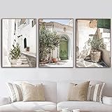 Puglia Baum Tür Italien Landschaft Wandkunst Leinwand Gemälde Fotografie Poster und Drucke Bild Zimmer Wohnkultur 19.6'x 27.5'(50x70cm)x3 Kein Rahmen
