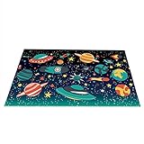 Teppich-Traum Kinderteppich Weltraum Lernteppich mit Sternen， 180*280cm 71*110inch
