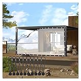 IEOWY wasserdichte Outdoor-Vorhänge, Pergola, transparente Plane, 0,14 mm, mit Ösen für Seitenwände von Pavillons, Gärten, Carports – transparent, 5 x 1