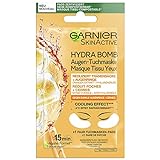 Garnier Augen-Tuchmaske, Feuchtigkeitsspendend, Gegen dunkle Augenringe, Reduzierung von Tränensäcken, Vegane Formel mit Orangen-Extrakt und Hyaluronsäure, Hydra Bomb, 6 g