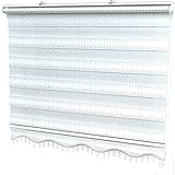 Doppelrollo Klemmfix Fenster Tür Rollos ohne Bohren Jalousie Sonnenschutz Weiß Silber Glitzer Effekt 140 x 200 cm (Breite x Länge)