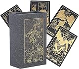 HLONGG Tarot-Karten Deck mit Reisehandbuch Box Yedaoiu 78 Karten Tarot-Karten Black Gold Holographic glühende Hellseher Wahrsagerei Spiel gesetzt für Anfänger Expert Readers,Schwarz