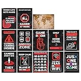 GREAT ART® Videospiel Poster Rot Schwarz– Set mit 12 Stück – Deko Plakat Inneneinrichtung Wandbild Gamer Jugend Zimmer Player Gaming Zone Kids (Din A2 42 x 59,4 cm)