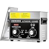 CREWORKS Ultraschallreinigungsgerät Edelstahl 3,2L Ultraschallreiniger mit Heizung Timer Degas- und Sanftmodus für Zahnprothesen Schmuck Brillen Uhren Gläser Ultraschall-Reinigungsgerät mit Knöp