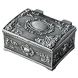 Belons Retro Schmuckkästchen Schmuckschatulle Zinklegierung Schmuckdose Schmuckbox für Damen Mädchen Kinder, Antike Silb