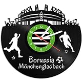 GRAVURZEILE Schallplattenuhr Borussia Mönchengladbach - 100% Vereinsliebe - Upcycling Design Wanduhr aus Vinyl Made in Germany