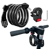 E Roller Schloss,4-stellige Fahrradschloss Kompatibel für Xiaomi M365/Pro2/Max/ES/GXL Essential Scooter/Fahrrad/Motorrad/Baby 1.2m/12mm Anti-Diebstahl Ideal Zahlenschloss für 12 Stahlkabel Autoschloss