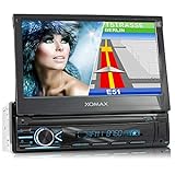 XOMAX XM-VN745 Autoradio mit Mirrorlink I GPS Navigation I Bluetooth I 7' / 18 cm Touchscreen Bildschirm I RDS, USB, AUX I Anschlüsse für Rückfahrkamera und Lenkradfernbedienung I 1 DIN