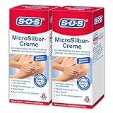 SOS MicroSilber Creme, Intensivpflege für gereizte und trockene Haut sowie Neurodermitis, lindert den Juckreiz und beugt Entzündungen vor, mit Panthenol und Sojaöl, ohne Parfüm, 2 x 100 ml Creme