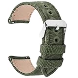 Fullmosa Armband Kompatibel mit Gear S3 Frontier, 22mm Armeegrün Nato Lederarmband, Uhrenarmband für Samsung Gear S3 Frontier SM-R760/Samsung Gear S3 Classic