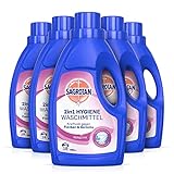 Sagrotan 2in1 Hygiene Waschmittel Sensitiv – Waschmittel für hygienisch saubere und frische Wäsche – Kraftvoll gegen Flecken und Gerüche – Ohne Parfum und Farbstoffe – 5 x 900 ml