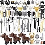GUDAN Custom Militär Waffe Set,78 Teile Militär Army Ritter Waffen Set mittelalterliches Stil Baustein Figur Waffen Helm Rüstungs Kit, kompatibel mit Lego