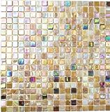 Mosaik Fliese Glas sandfarbend für BODEN WAND BAD WC DUSCHE KÜCHE FLIESENSPIEGEL THEKENVERKLEIDUNG BADEWANNENVERKLEIDUNG Mosaikmatte Mosaikplatte