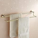 Badezimmer-Handtuchhalter, Wand-Handtuchhalter, komplett aus Kupfer und Gold, Doppel-Handtuchhalter, Turmaufhänger