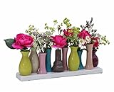 Jinfa Handgefertigte kleine Keramik Deko Blumenvasen Set aus 10 Vasen in bunt