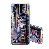 JEZSTHAI Schutzhülle Kompatibel mit Samsung Galaxy Xcover 6 Pro Hülle Silikon Transparent Weiche Stoßfeste Kratzfeste Durchsichtige Schlank TPU Handyhülle Coole Katze Muster C