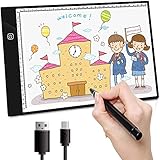 Yaasier Licht Pad A4 LED Leuchttisch Leuchtplatte Light Pad LED Zeichnung Pad einstellbare Helligkeit Lichtkasten Copy Board mit USB Kable Ideal für Designen Kopieren Zeichnen Skizzieren Animation
