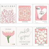 Zfseyuh 6 Stück abstrakte Blumenplakate für Wohnzimmer, 30 x 40 cm, Ausstellungsposter Henri Matisse Flower Market, abstrakte Kunstdrucke