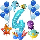 Metaparty Geburtstagsdeko Jungen Meer Thema,Meerestiere Geburtstagsdeko Kinder,Unterwasserwelt Party Deko Folienballon Set(29 Stücke) (4)