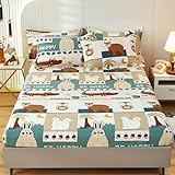 Verfügbar in verschiedenen Größen,Jungen-Mädchen-Schlafzimmer-Cartoon-Bedruckte Baumwollbettwäsche, Bettdecke für Einzel-, Doppel- und Kingsize-Bett, Tier, 200 x 220 cm + 28 cm