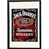 Jack Daniel's Spiegel mit Whiskey Glas / Wandspiegel mit Kunststoffrahmen in Holzoptik