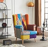 VOLERO' Shopping Online, Patchwork Design Sessel, Artemide Model, Polsterung aus Stoff und mehrfarbigem Samt, Struktur und Füße aus Holz.