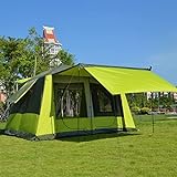 TXTC Familien Campingzelt 8 Personen 10 Personen 12 Personen Zweizimmer-Zelt Mit Einer Halle, Lager Sonnenschutz Für Erwachsene Kinder, Doppelschichtige Zelte Im Freien, Wasserdicht (Color : Green)