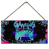 FLVGE Gamer Room Decor, Gaming Room Decor, Gaming Wooden Hanging Sign Decor for Boys, Gamer Wall Art Decor for Bedroom Teen Boys Room 12x6