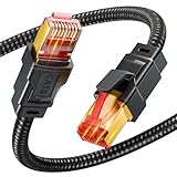 Lan Kabel CAT8, Netzwerkkabel 1M 2M 3M 5M 10M 15M 20M, Ethernet Kabel 40Gbps 2000Mhz Hochgeschwindigkeit, RJ45 Gigabit Nylon Geflochten Patch Kabel für Router,Modenm,PC,PS4/5,Server,Games (1Meter)