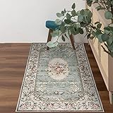 TALETA Teppich Läufer, Küchenläufer, Küchenteppich, Flur Teppich, Vintage Orientalisch Teppich, Grün 80x150cm