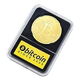 P&F Bitcoin Physische Münze mit Vitrine, Sammlerstück in Goldfarbe